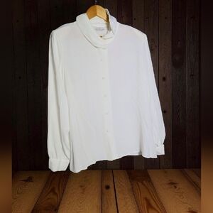 Vintage Lauren Lee Sz 18 Cowl Collar White Blouse